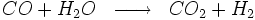 \begin{matrix} & \\ CO + H_2O & \overrightarrow{\qquad} & CO_2 + H_2   \\\end{matrix}