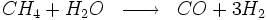 \begin{matrix} & \\ CH_4 + H_2O & \overrightarrow{\qquad} & CO + 3H_2   \\\end{matrix}